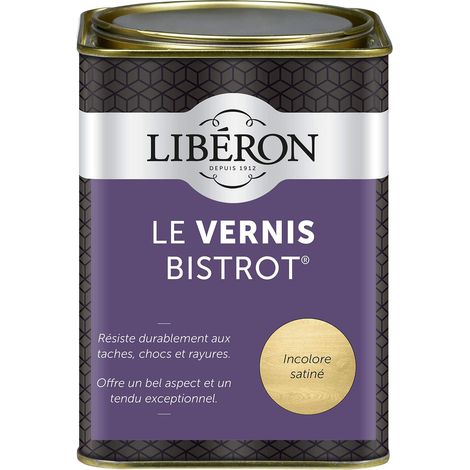 Vernis bistrot - Vernis bois - Meubles Boiseries Objets - Anti-taches - Anti-chocs et rayures - Tendu bon - Incolore Satin - 1L (1/5)