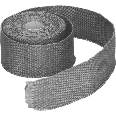 Ruban thermique en fibre de verre 5m pour échappement auto moto, avec attaches acier - Noir (1/5)