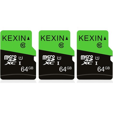 Lot de 3 Cartes Micro Mémoire MicroSDXC SD 64 Go UHS-I, U3, C10, TF pour Drone, Dash Cam, Caméra de Sport, de Surveillance, Smartphone, Tablette, Ordinateur Portable (1/5)