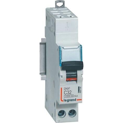 Disjoncteur Phase+Neutre DNX³4500 6kA arrivée borne automatique sortie borne à vis - 1P+N 230V 32A courbe C - 1 module - LEGRAND - LEG406786