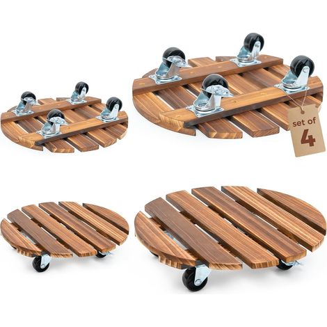 Lot de 4 supports à roulettes pour plantes d'extérieur avec roulettes pivotantes et verrouillables pour intérieur et patio - 30,5 cm (1/5)