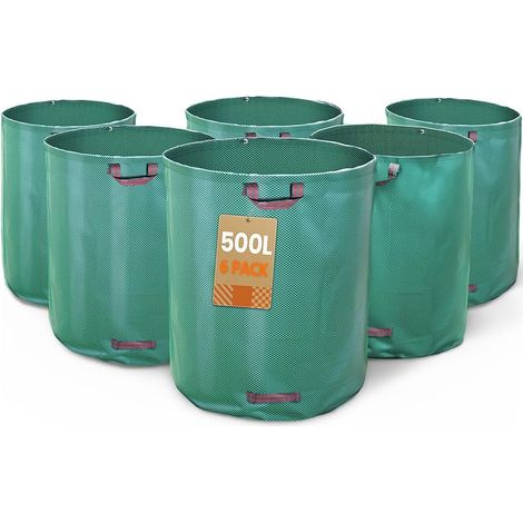Sacs de Jardin Extra Large Lot de 6 Sac de Jardin 500L Sacs de déchets Jardin résistants Sac à déchets de Jardin Sac déchet en PP Robuste Lot de 6 Sacs Poubelle de Jardin (1/5)