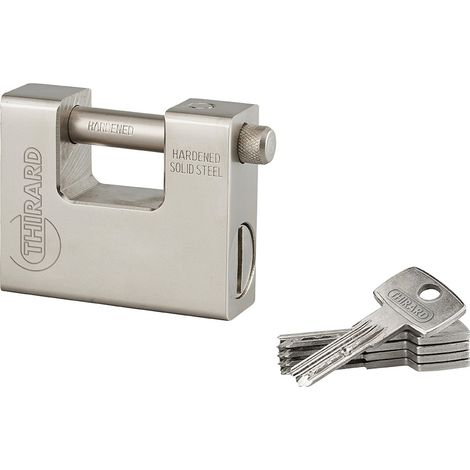 Lucchetto monoblocco THOR 84 mm in acciaio temprato, 5 chiavi reversibili – THIRARD (1/5)
