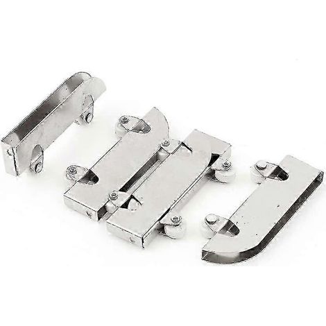 4 roulettes doubles pour porte coulissante en verre, en acier inoxydable de 5 mm (1/4)