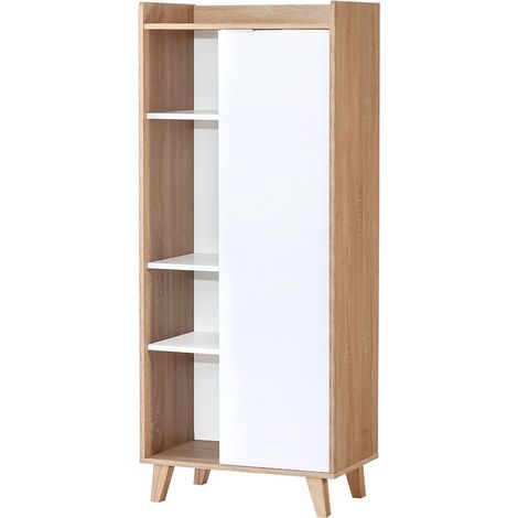 Armoire 1 porte 2178 – Chêne blanc – 3 étagères mobiles – Dimensions 60x25x37,8 cm – Style nordique moderne – Topkit (1/5)