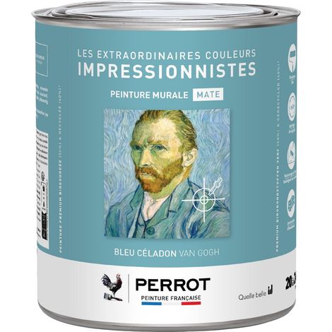 PEINTURE MURALE MATE BLEU CELADON VAN GOGH 2L  - PERROT (1/3)