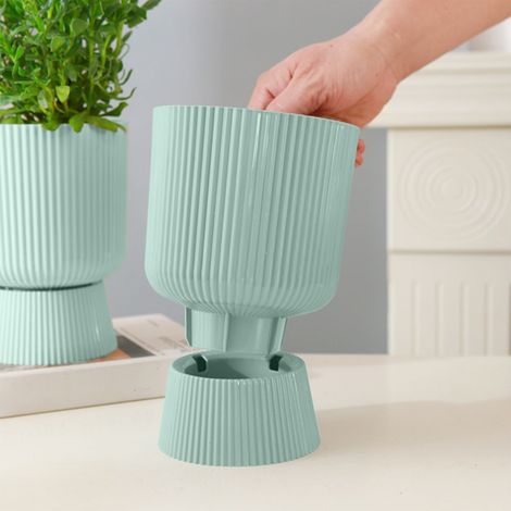 Kunststoff-Blumentöpfe, Blumentöpfe mit Abflusslöchern, hübsche Blumentöpfe, Pflanzgefäße, geeignet zur Dekoration von Garten, Wohnung und Büro – grün
