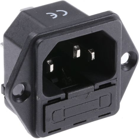 Rs Pro – Connecteur IEC Mâle C14 – Montage panneau – Courant 10A – Tension 250V – 1 fusible pour installations électriques (1/2)