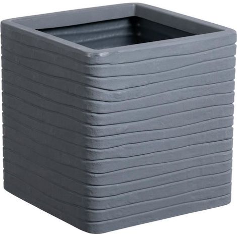 Flower pot - STRATA - Square - Banbury - 30.5cm x 30cm H - Graphite color (1/2)