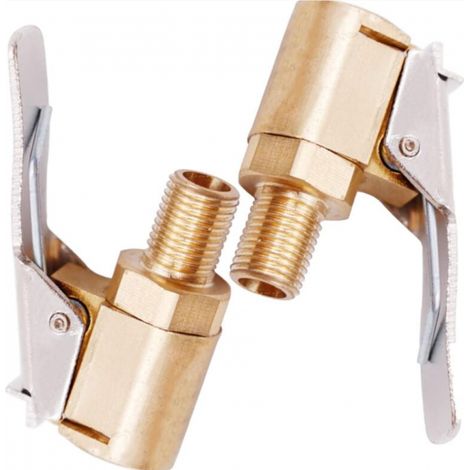BEBUSINGOTO Adaptador de válvula de neumático de coche, 2 piezas, boquilla de latón de 8 mm, adaptador de conector de abrazadera de clip de válvula de inflado para neumáticos de coche o camión. (1/5)