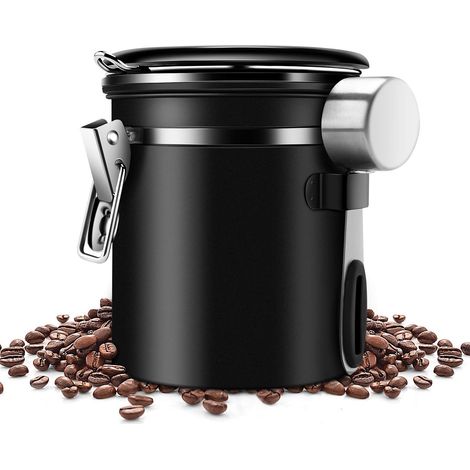 Boîte de conservation hermétique en acier inoxydable pour café, contenant pour grains et poudre avec valve, vide partiel (1/5)