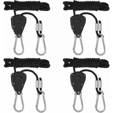 Pair of adjustable heavy-duty ratchet straps for grow lights, 150 lbs capacity per pair, 1/8 inch YMYNY (1/4)
