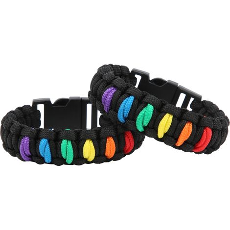 Bracelet tricoté en corde de parachute de sécurité extérieure (2 pièces) avec accessoire à sept brins