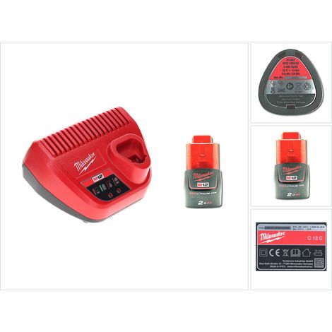 Milwaukee Akku Starter Set 12 V mit 1x Akku 2,0 Ah + M12 C12C Ladegerät