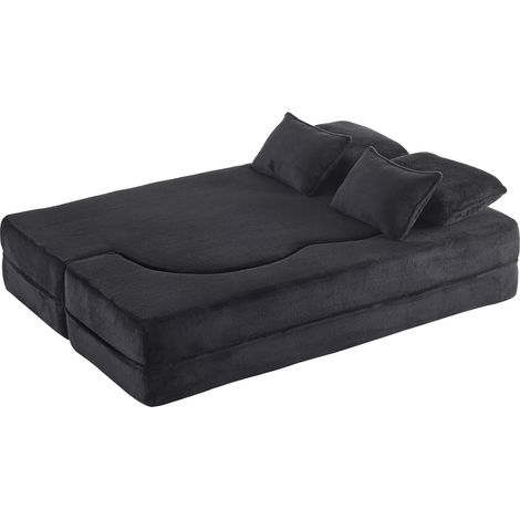 GagaCanapé de sol noir, 4 coussins, mousse haute densité (1/5)