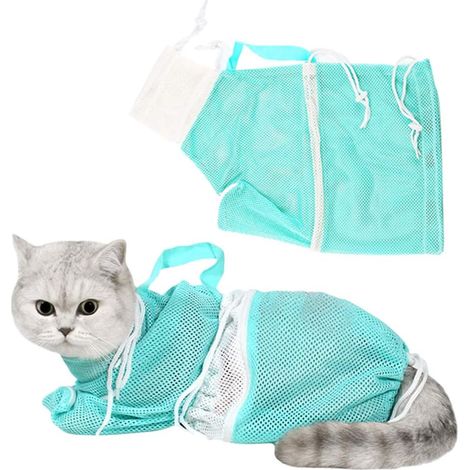 Sac De Bain Pour Chat - Maille Polyester Respirant Anti-Morsure Et Anti-Griffure - Pour Toilettage Baignade Tonte Des Griffes Prise De Médicaments - 1 Pièce
