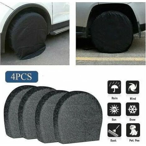 Lot de 4 housses de pneus étanches pour roue de secours, remorque, camping-car, protection anti-corrosion pour pneus, noir L (1/3)