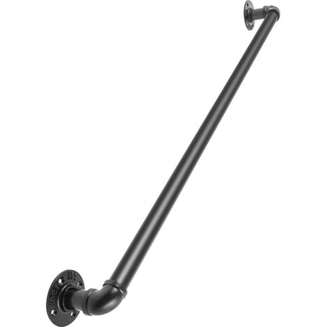 Rampe d'escalier tubulaire 91,4 cm acier carbone charge 199,6 kg style industriel support mural intérieur extérieur (1/5)