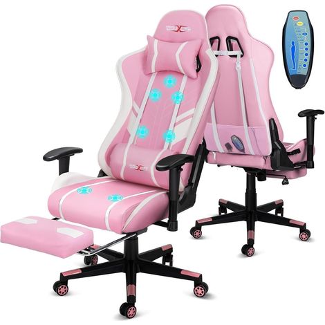 Gaming Stuhl mit 7-Punkt Massage Fußstütze Ergonomisch 180KG Bürostuhl (1/5)