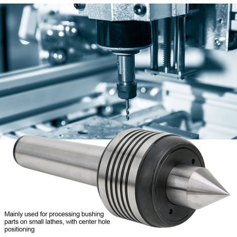 Contre-pointe tournante MT4A en acier au carbone haute précision, triple roulement à billes 0,015" pour petits tours, angle de 60° (1/5)