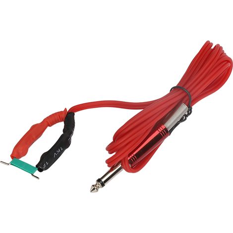 Câble d'alimentation pour machine à tatouer avec clip et crochet, haute résistance à la flexion, rouge. (1/5)