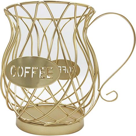 Support de dosettes de café, panier de rangement en forme de tasse pour station de café, bar, restaurant, salon de thé, comptoir de cuisine (or) (1/5)
