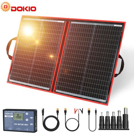 100W 18V Faltbar Tragbar Solarmodule Monokristalline mit Solarregler(Lcd-Anzeige + 2 Usb-Ausgang) FüR 12v Batterie