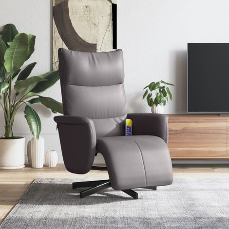 vidaXL Massage Recliner Chair with Footrest Grey Faux Leather (1/6)