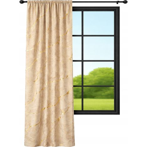 Samtvorhang 140x220 Marmor Beige mit Goldmuster