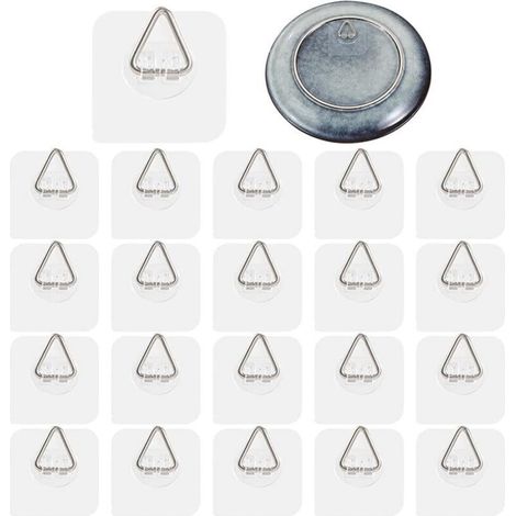 Crochets Muraux Invisibles Auto-Adhésifs 20 Pièces – Sans Perçage – Idéal pour Assiettes, Cadres et Tableaux – 6 cm (1/4)