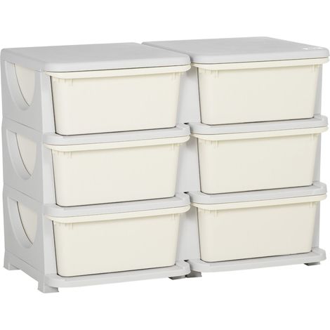 Cajonera Para Niños Cajas De Almacenamiento Con 6 Niveles, Caja De Juguetes Organizador De Juguetes Muebles Infantiles Para Niños De 3 A 6 Años Crema