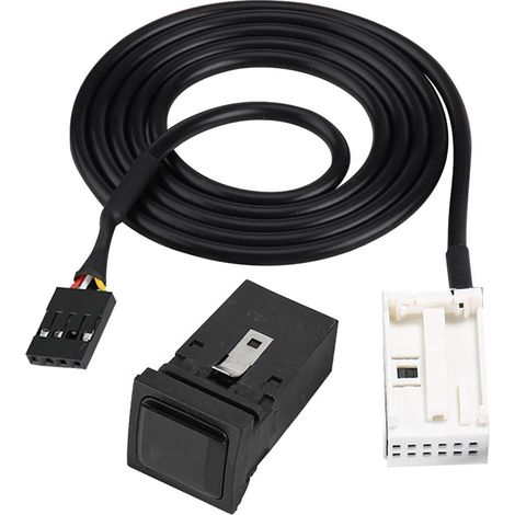 Lot 1 interrupteur de prise AUX et 1 câble entrée audio USB pour voiture RCD310 Golf GTI R MK5 MK6 Jetta 5KD035724 noir 100cm plastique métal (1/5)