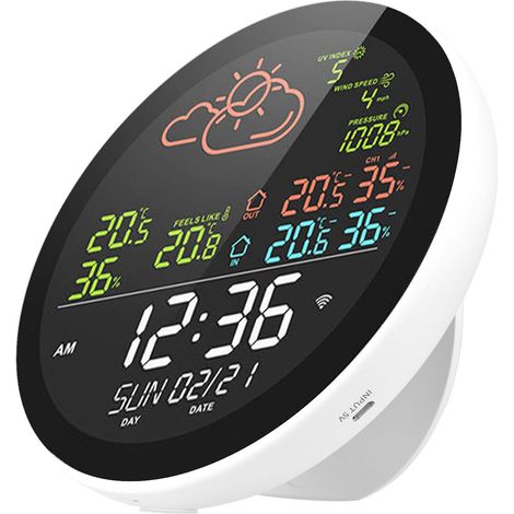 WiFi Smart Weather Station avec horloge compteur d'humidité à température intérieure et extérieure (1/5)