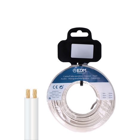 Bobine de câble audio parallèle 2x2,50mm² coloris blanc (longueur 25m)