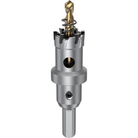 KZQ Sierra de corona para metal de 22 mm, cortador de coronas TCT con brocas piloto, broca de carburo cementado de alta resistencia para hierro, acero inoxidable, plástico y cobre. (1/4)