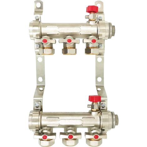 Collecteur plancher chauffant departs pour collecteur radiateur chauffage - collecteur avec vanne (1/3)