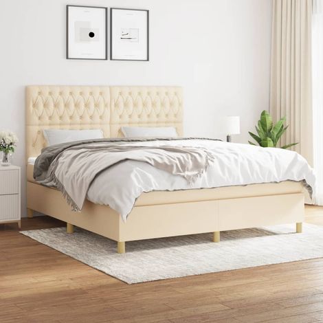 Boxspringbett mit Matratze Creme 180x200 cm Stoff (1/5)