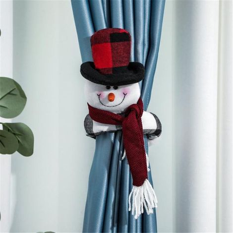 Boucle De Rideau Noel - Boucle De Rideau Homme Vieil Homme Bonhomme De Neige - Décoration De Fenêtre Pour Fêtes - 1 Pièce (1/2)
