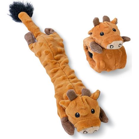 Un jouet pour chien en forme de vache, froissé et couinant, parfait pour mâcher. (1/5)