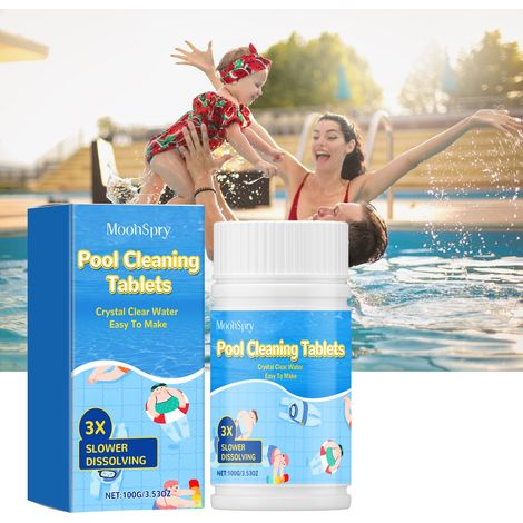Pool cleaning tablets, multi-purpose effervescent tablets for pool water clarification, deodorization, and stain removal - 100g -- BIEMMEDUE (1/5)