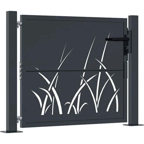 Portail de jardin anthracite, modèle en acier de 100 x 75 cm.