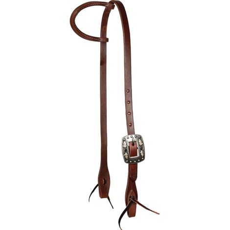 taglia unica, marrone Oliato: Testiera western Ranch Heavy da 5/8" a orecchio in pelle monostrato