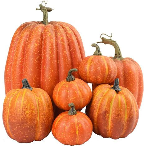 zucche artificiali decorative per Halloween, set di zucche artificiali per decorazioni autunnali, per decorazioni del Ringraziamento e di Halloween, gialle