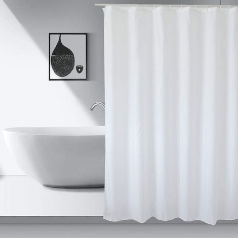 1 - Rideau De Douche - Tissu Polyester - Imperméable Et Anti-moisissure - Lavable En Machine Avec Ourlet Lesté - Pour Salle De Bain - Blanc - 180x200cm (1/5)