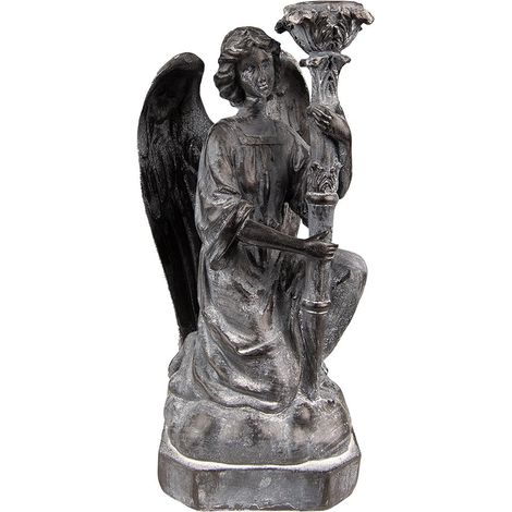Bougeoir Chandelier en Forme d'Ange Décoratif en Polyrésine Style Classique Gris 29 cm - PANGIVO (1/5)