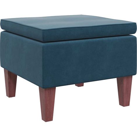 vidaXL Taburete con patas de madera terciopelo azul (1/2)
