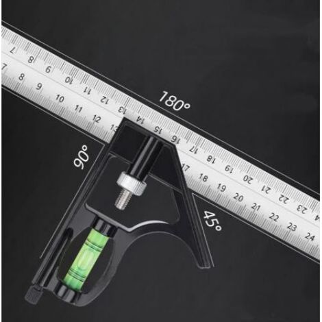 Équerre combinée 300 mm en acier inoxydable, règle d'angle combinée, outils de mesure (1/2)