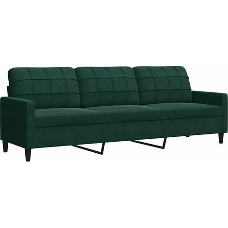 Divano a 3 Posti Sofa Verde Scuro 210 cm in Velluto (1/5)