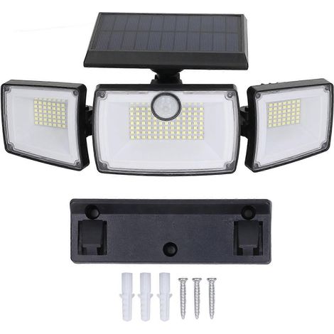 3-flammige Solar-Wandleuchte, 6 W, 7700 K, IP65, einstellbar, hochempfindliche Solar-Induktionsleuchte für das Gartentor