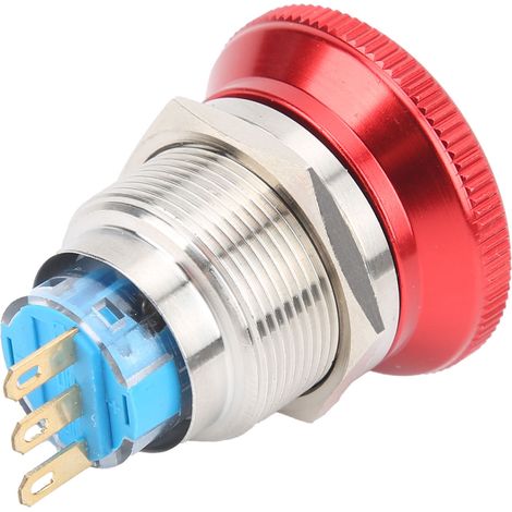 Bouton d'arrêt d'urgence étanche 22mm, interrupteur à bouton-poussoir autobloquant, tête champignon, 3 broches, IP65, coupure de sécurité industrielle (1/5)